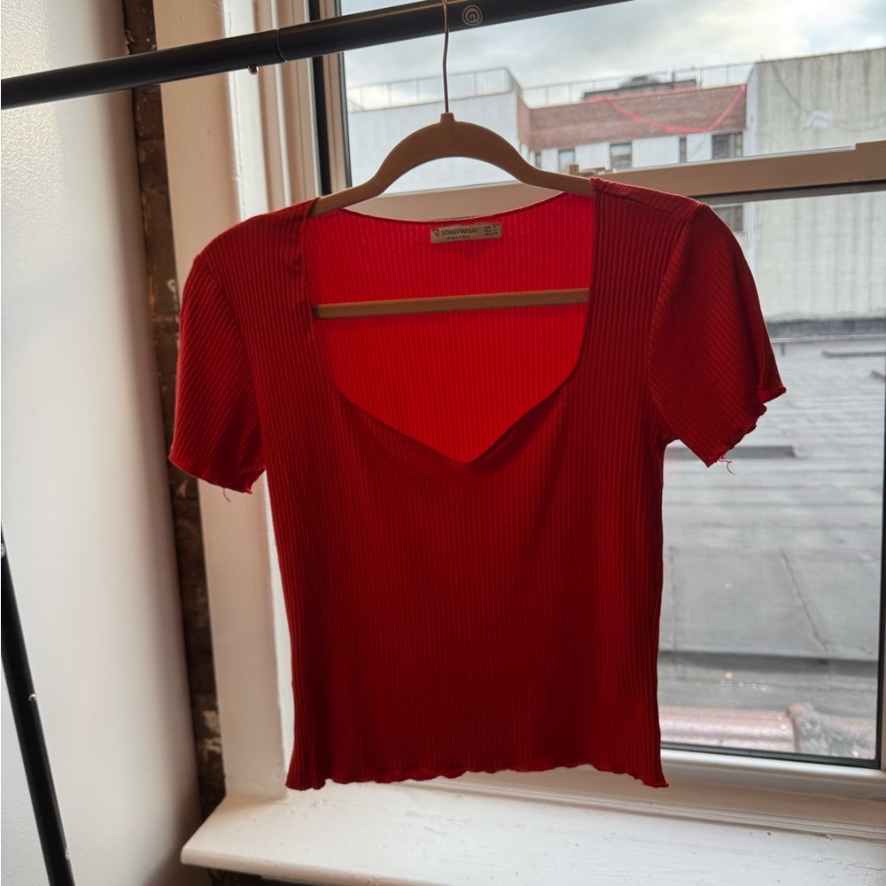 Stradivarius square/v neck top